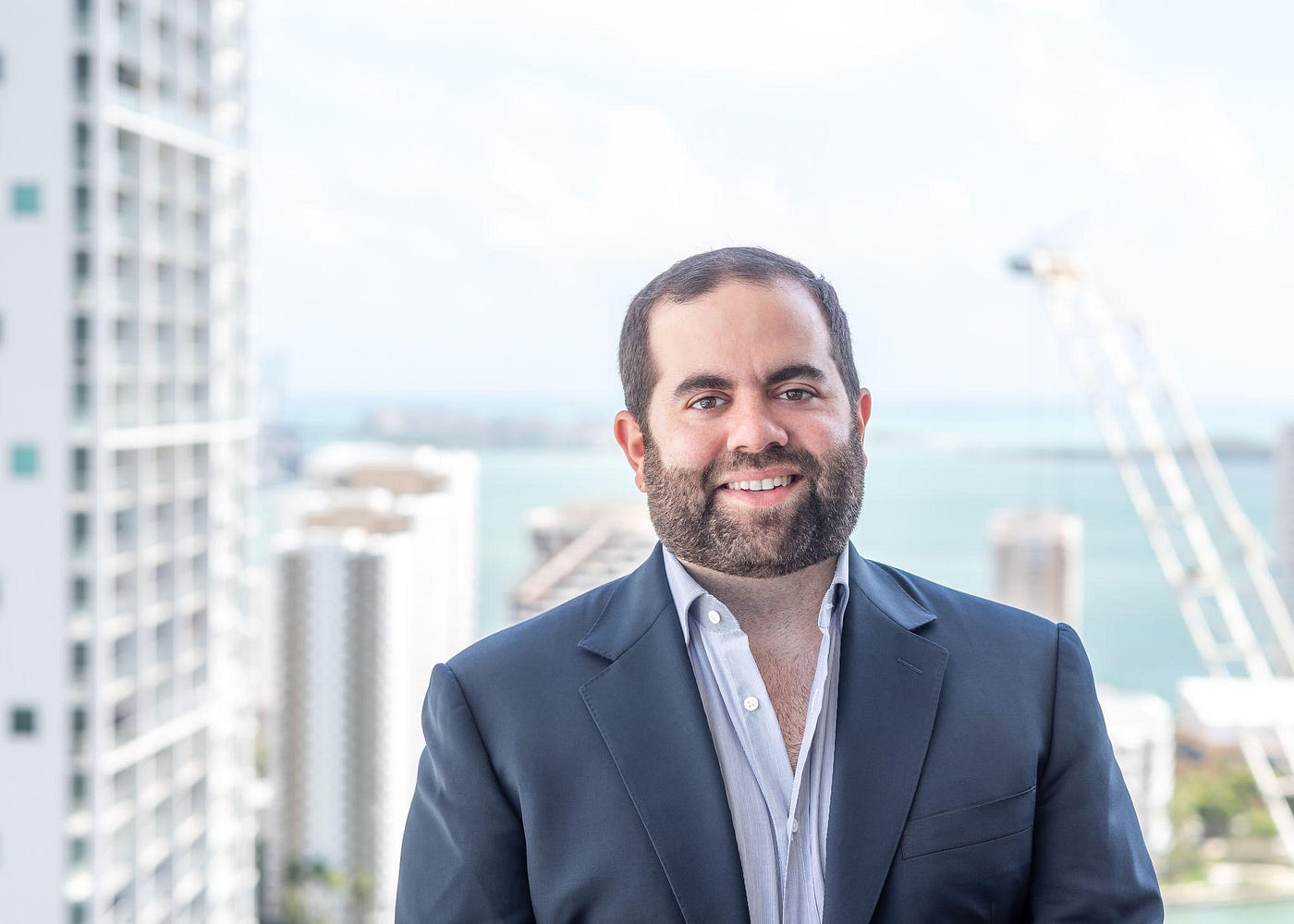 Jose Canero overlooking the Miami skyline